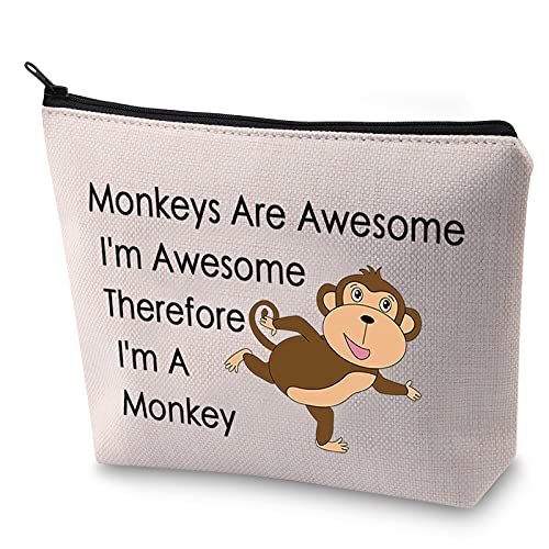 BLUPARK Funny Monkey Gift for Monkey Lover Monkeys Are Awesome I'm Awesome Therefore I'm A Monkey Makeup Bag Animal Lover Gift (I'm A Monkey)