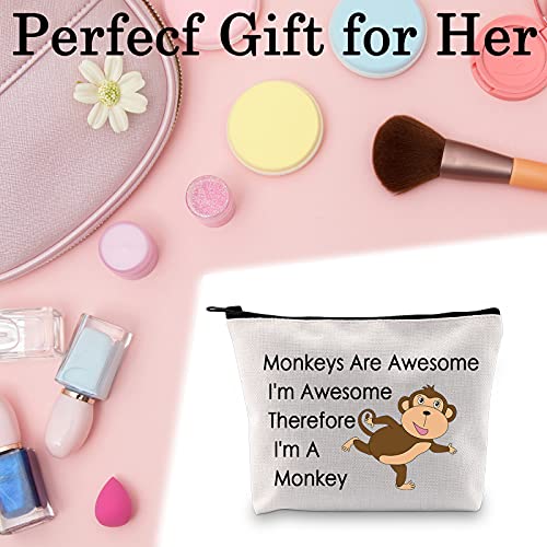 BLUPARK Funny Monkey Gift for Monkey Lover Monkeys Are Awesome I'm Awesome Therefore I'm A Monkey Makeup Bag Animal Lover Gift (I'm A Monkey)