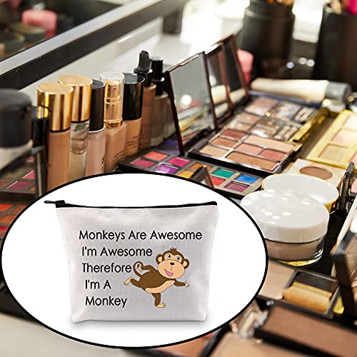 BLUPARK Funny Monkey Gift for Monkey Lover Monkeys Are Awesome I'm Awesome Therefore I'm A Monkey Makeup Bag Animal Lover Gift (I'm A Monkey)