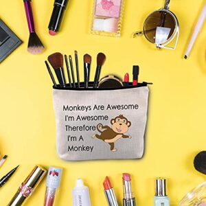 BLUPARK Funny Monkey Gift for Monkey Lover Monkeys Are Awesome I'm Awesome Therefore I'm A Monkey Makeup Bag Animal Lover Gift (I'm A Monkey)