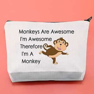 BLUPARK Funny Monkey Gift for Monkey Lover Monkeys Are Awesome I'm Awesome Therefore I'm A Monkey Makeup Bag Animal Lover Gift (I'm A Monkey)