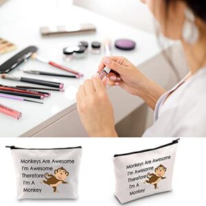 BLUPARK Funny Monkey Gift for Monkey Lover Monkeys Are Awesome I'm Awesome Therefore I'm A Monkey Makeup Bag Animal Lover Gift (I'm A Monkey)