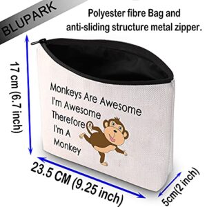 BLUPARK Funny Monkey Gift for Monkey Lover Monkeys Are Awesome I'm Awesome Therefore I'm A Monkey Makeup Bag Animal Lover Gift (I'm A Monkey)