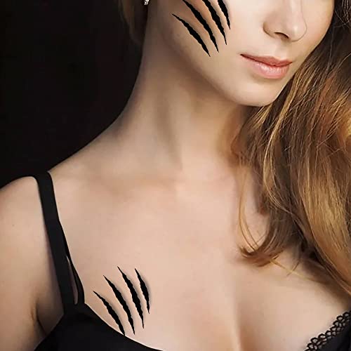 Dopetattoo 6 Sheets Fake Tattoos Beast Claw tattoo Marl Scratches Tiger or Animal Paw Nails Marks Wild Cats Temporary Tattoos Suitable for Adult Women Men for Children Boys and Girls