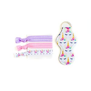 daisy lane christmas stocking stuffer for women teen girl, small gift set for kid, keychain hair tie (unicorn)