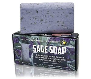 amish farms natural soap bar with exfoliating sage, lavender scent, made in usa – homemade, handcut, vegan face & body soap scrub for sensitive skin – no paraben or sulfates (1 bar)