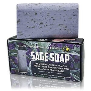 Amish Farms Natural Soap Bar With Exfoliating Sage, Lavender Scent, Made in USA - Homemade, Handcut, Vegan Face & Body Soap Scrub for Sensitive Skin - No Paraben or Sulfates (1 Bar)