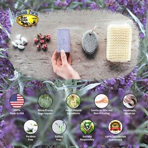 Amish Farms Natural Soap Bar With Exfoliating Sage, Lavender Scent, Made in USA - Homemade, Handcut, Vegan Face & Body Soap Scrub for Sensitive Skin - No Paraben or Sulfates (1 Bar)