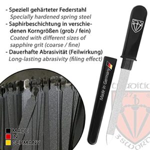 3 Swords Germany - brand quality double sided (fine & coarse) SAPPHIRE POCKET NAIL FILE manicure pedicure grooming for professional finger & toe nail care by 3 Swords, Made in Solingen Germany (82501)