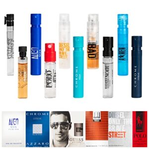 infinite scents cologne samples for men: 10 designer fragrances + pocket-sized pouch – travel-size men’s cologne sampler set, cologne sample pack gift set
