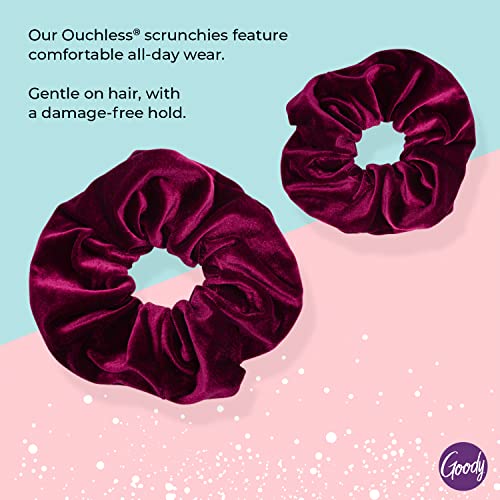 GOODY Holiday Ball XL Scrunchies, Velvet Ouchless Comfortable Hold Hair Accessories for Men, Women, Boys & Girls to Style with Ease & Keep Your Hair Secured for All Hair Types, Purple, 3 Count