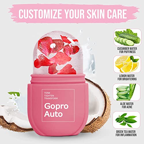 Cube Ice Roller for Face, Ice Facial Roller for Eyes Neck Naturally Tone and Tighten Skin, De-puff Eye Bags, Add a Healthy Glow Cryotherapy Enhance Skin Elasticity (Light Pink)