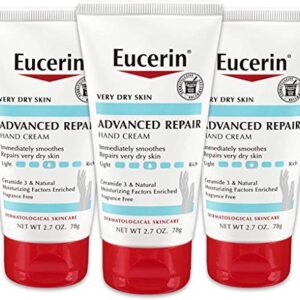 Eucerin Advanced Repair Hand Cream - Fragrance Free, Hand Lotion for Very Dry Skin - 2.7 Ounce (Pack of 3)