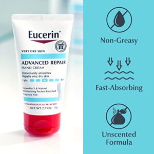 Eucerin Advanced Repair Hand Cream - Fragrance Free, Hand Lotion for Very Dry Skin - 2.7 Ounce (Pack of 3)