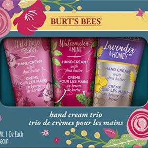 Burt's Bees Gifts, 3 Moisturizing Hand Creams with Shea Butter, Hand Cream Trio Spring Set - Lavender and Honey, Wild Rose and Berry & Watermelon and Mint