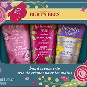 Burt's Bees Gifts, 3 Moisturizing Hand Creams with Shea Butter, Hand Cream Trio Spring Set - Lavender and Honey, Wild Rose and Berry & Watermelon and Mint