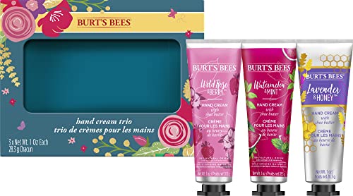 Burt's Bees Gifts, 3 Moisturizing Hand Creams with Shea Butter, Hand Cream Trio Spring Set - Lavender and Honey, Wild Rose and Berry & Watermelon and Mint