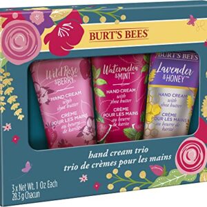 Burt's Bees Gifts, 3 Moisturizing Hand Creams with Shea Butter, Hand Cream Trio Spring Set - Lavender and Honey, Wild Rose and Berry & Watermelon and Mint