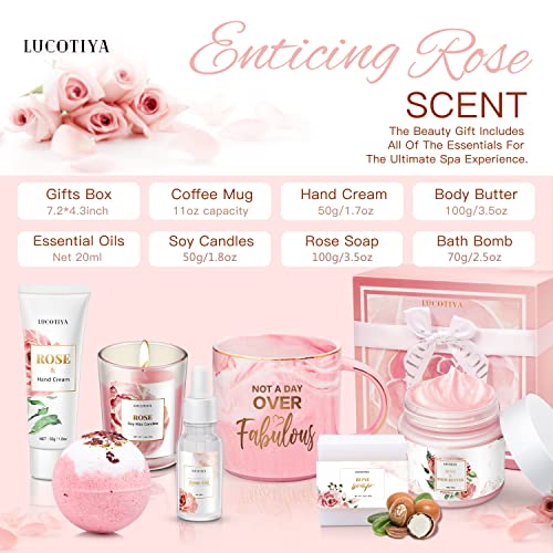 Birthday Gifts for Women Best Relaxing Spa Gifts Baskets Box for Her Wife Mom Best Friend Mother Grandma Bday Bath and Body Kit Sets Self Care Present Beauty Products Package Rose Scent