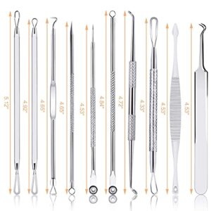 Pimple Popper Tool Kit,MENOLY 10Pcs Blackhead Remover Tools,Pimple Extractor,Acne Tools,Acne Kit for Blackhead,Blemish,Zit Removing,Whitehead Popping and Comedone Extractor Tool with Leather Bag