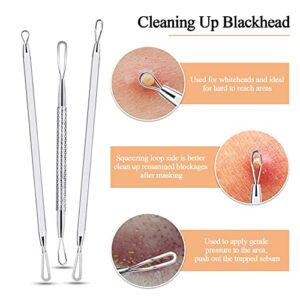 Pimple Popper Tool Kit,MENOLY 10Pcs Blackhead Remover Tools,Pimple Extractor,Acne Tools,Acne Kit for Blackhead,Blemish,Zit Removing,Whitehead Popping and Comedone Extractor Tool with Leather Bag