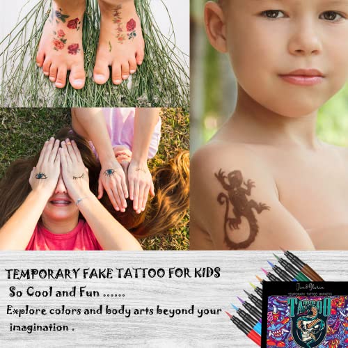 Jim&Gloria Temporary Tattoo Pens Fake Tattoos Kit Removable Body Tattoo Paint Markers For Men Women Sleeves St Patricks Day Teen Girls Trendy Stuff Unique Trending Gifts For Teenage Boys Kids Or Adult