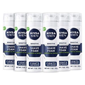 nivea men sensitive shave foam with vitamin e, soothing chamomile and witch hazel extracts, 6 pack of 7 oz cans