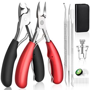 8 pcs toenail clippers kit for thick or ingrown nails, professional heavy duty ingrown and thick toenail clippers, sharp stainless steel nail cutter set toenail pedicure treatment tool for elderly