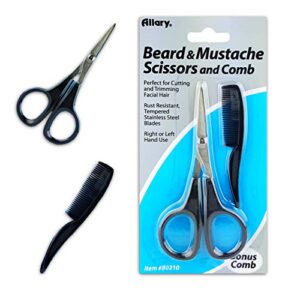 men’s beard & mustache scissors and mini comb trimming kit ~ facial hair scissors and comb (mens grooming kit)