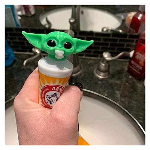 2022 New Baby Yoda Toothpaste Cap Yoda Toothpaste Hat Dispenser Baby Yoda Toothpaste Topper Toothpaste Squeezer for Children and Adults Catoon Funny Toy Model Bathroom Supplies Decorations Kids Gift