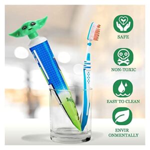 2022 New Baby Yoda Toothpaste Cap Yoda Toothpaste Hat Dispenser Baby Yoda Toothpaste Topper Toothpaste Squeezer for Children and Adults Catoon Funny Toy Model Bathroom Supplies Decorations Kids Gift