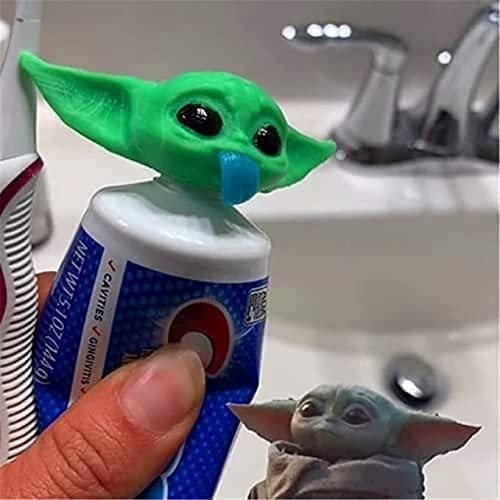 2022 New Baby Yoda Toothpaste Cap Yoda Toothpaste Hat Dispenser Baby Yoda Toothpaste Topper Toothpaste Squeezer for Children and Adults Catoon Funny Toy Model Bathroom Supplies Decorations Kids Gift