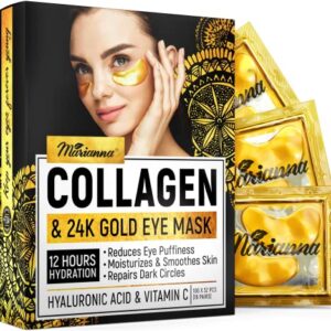 24K Gold Under Eye Masks for Puffy Eyes, Dark Circles & Bags - Collagen Gel Eye Pads with Hyaluronic Acid & Vitamin C - Moisturizing & Smoothing - Reduces Wrinkles - 16 Pairs, Pack of 1