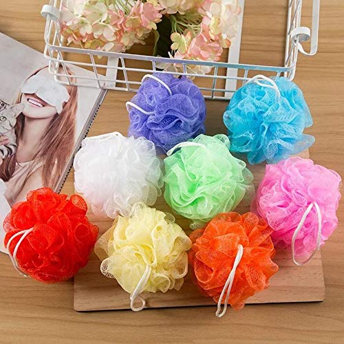 Mesh Loofah Sponges, 8-Pack Small Loofahs for Kids Colorful Sponges Mesh Pouf Resuable Shower Sponges Loofah Bath Ball Back (8 Count (Pack of 1))