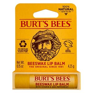 burt’s bees beeswax lip balm with vitamin e & peppermint 0.15 oz (pack of 5)