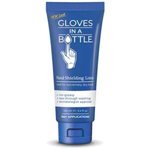 gloves in a bottle – shielding lotion for dry skin, hand lotion travel size, protects & restores dry cracked skin– 3.4 oz..