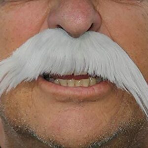 City Costume Wigs Walrus Mustache, Fake Facial Hair Realistic Looking False Facial Hair with Adhesive for Adults (Grey/ White Mix)