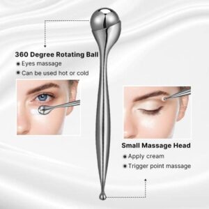 QooWo Eye Roller 2-in-1 Design Eye Cream Applicator and Ice Roller, Face Massager Tool for Puffiness, Eye Bags, Eye Muscle Ache