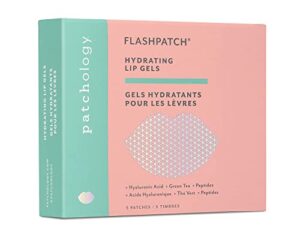 patchology flashpatch hydrating lip mask gels with hyaluronic acid, green tea and peptides for ultra hydration & repair – best dry lip treatment & moisturizer for dry lips – day & night use (5 count)