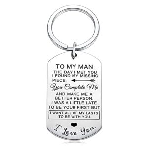 boyfriend husband birthday gift from wife girlfriend, to my man keychain gifts for him hubby bf anniversary valentines day gift for husband fiance keyring for boyfriend