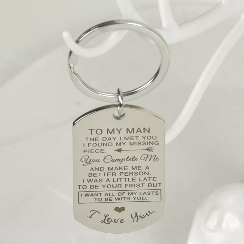 Boyfriend Husband Birthday Gift from Wife Girlfriend, To My Man Keychain Gifts for Him Hubby BF Anniversary Valentines Day Gift for Husband Fiance Keyring for Boyfriend