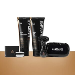 manscaped® the ultra smooth package, male hygiene shaving bundle, includes the crop shaver™ groin razor with replacement blades​, crop gel™ ball shaving gel, and crop exfoliator™ ball exfoliator