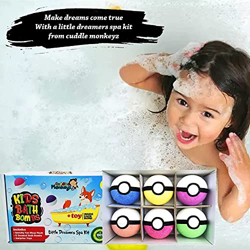 Cuddle Monkeyz Little Dreamers Spa Kit with Bath Bomb for Kids with A Surprise Toy and Fox Eye Mask (Little Dreamers Bath Bombs)