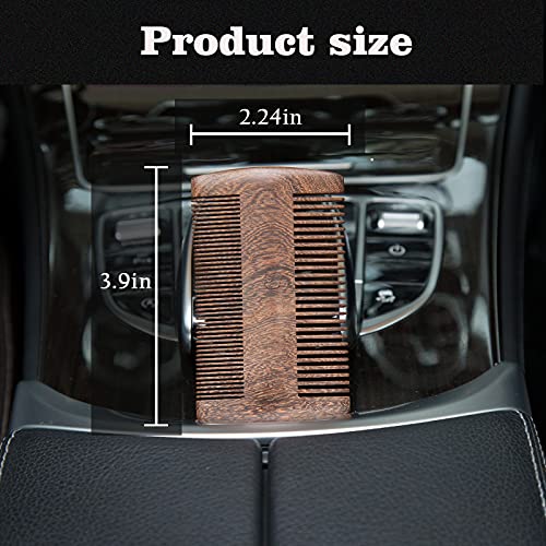 Beard Comb and Mustache Comb for Men Beard Comb for Men Great for Head Hair Beard Grooming Premium Black Gold Sandalwood The Right Size Tooth of a Comb Teeth 2 Colors and a real Leather case Gift Package Design (dark brown)