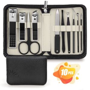woama manicure set – 10 in 1 pedicure kit nail clippers with black bag manicure kit nail kit manicure tools for women men