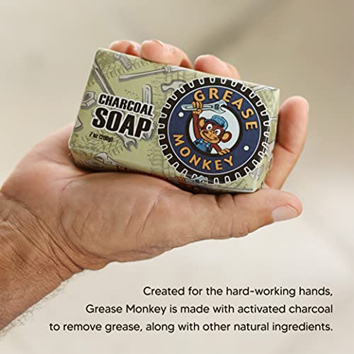 Bali Soap - Grease Monkey Soap Bar - Natural, Vegan & Handmade Soap for Men - Gifts for Mechanics - Hand, Face & Body Bath Soap - 7oz Each