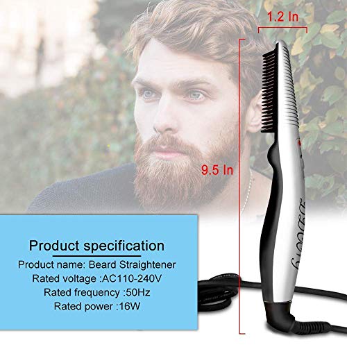 Beard Straightener Comb for Men,Hair Hot Comb,Quick Electric Heated Beard Brush Styler,Travel Portable Styling Comb Beard Iron, Multifunctional Straightening Brush