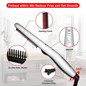 Beard Straightener Comb for Men,Hair Hot Comb,Quick Electric Heated Beard Brush Styler,Travel Portable Styling Comb Beard Iron, Multifunctional Straightening Brush