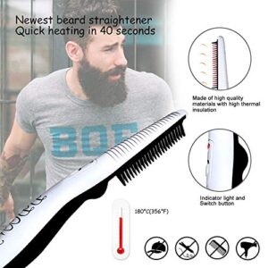 Beard Straightener Comb for Men,Hair Hot Comb,Quick Electric Heated Beard Brush Styler,Travel Portable Styling Comb Beard Iron, Multifunctional Straightening Brush