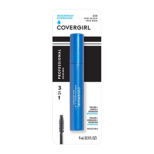COVERGIRL Professional 3-in-1 Waterproof Mascara, Very Black 225, (Packaging May Vary), 0.3 Fl Oz (Pack of 1)